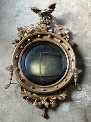 A Regency Giltwood Girandole Convex Wall Mirror
