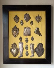 Rare Framed Collection Of 17 Antique Ex-voto