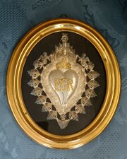 Antique Italian Sacred Heart Ex Voto