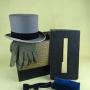 Vintage Grey Top Hat and Hat Box