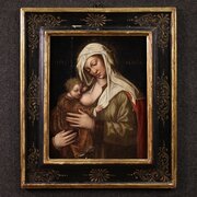 16th Century Panel Painting, Madonna With Child