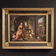 19th Century Interior Scene Italian Painting