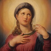19th Century Panel Painting, Virgin Mary 