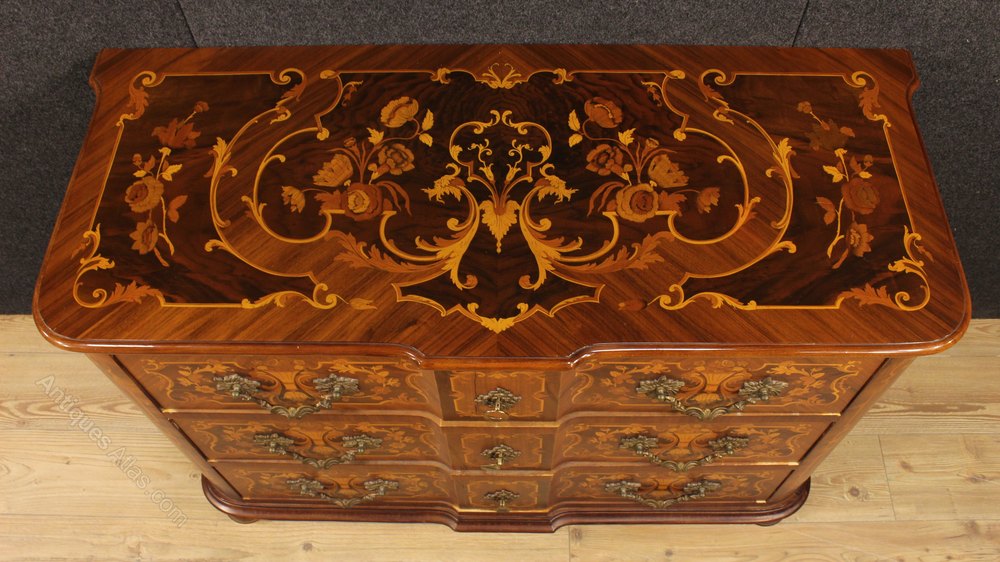 Antiques Atlas 20thc Italian Dresser With Floral Inlay Chest Of Drawers