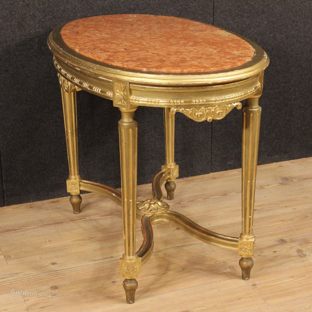 20th Century Italian Gilt Side Table With Marble Antiques Atlas