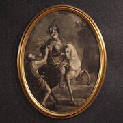 Antique 18th Century Italian Painting Saint Martin
