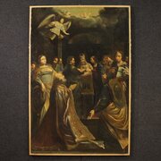 Antique Italian Painting Marriage Of The Virgin 