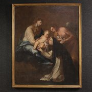 Antique Painting Adoration Of Saint Rose Of Lima 