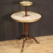 French Round Side Table In Mahogany Wood 