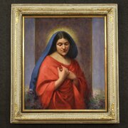 Italian Religious Painting Madonna Dated 1929