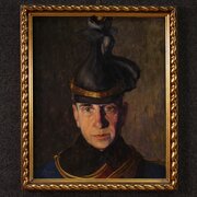 Painting Portrait Of A Soldier Signed Vass E. 