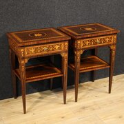 Pair Of Louis XVI Style Inlaid Bedside Tables