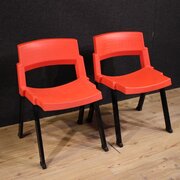 Pair Of Red City Chairs By Lucci & Orlandini 