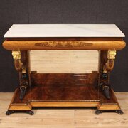 Spanish Inlaid Console With Marble Top 