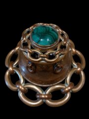 Antique Brass And Malachite Inkstand