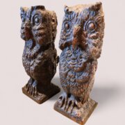Black Forest Carved Owl Candle Holders