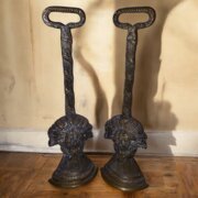 Fine Pair Of Antique Cast Brass Door Stops