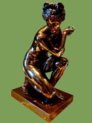 Gilded Bronze F. Barbedienne Crouching Venus C1880