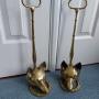 Pair Antique Fox Head Brass Doorstops