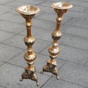 Pair Baroque Pricket Candlesticks 23" Tall