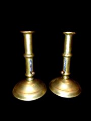 Pair Early 18th Century Small Push Up Candlesticks