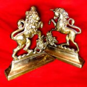 Pair Victorian Lion And Unicorn Fireside Ornaments