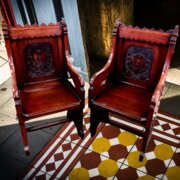 Pair Of Antique Gothic Revival Hall Seats