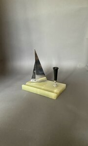 Art Deco Yacht & Onyx Pen Stand 1930s