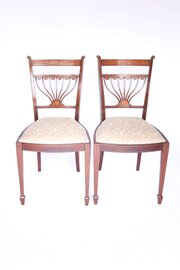 Fine Pair Edwardian Inlaid  Mahogany  Side Chairs