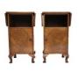 Pair Burr Walnut Drop Leaf Bedside Cupboards/tables