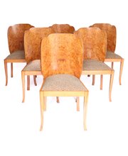 Set  Art Deco Burr Walnut Dining Chairs