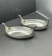 Pair Of Mappin And Webb Silver Viking Boat Dishes