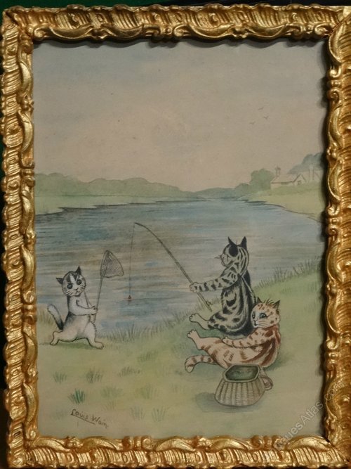 Antiques Atlas Rare Original Louis Wain Cats Watercolour