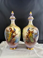 Royal Worcester Pair Of Vases Signed Walter Powell