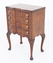Elegant Burr Walnut Queen Anne Style Bedside Chest