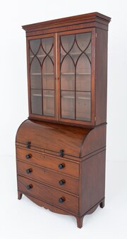 Elegant Mahogany Regency Cylinder Bookcase