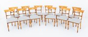 Set Of 12 Regency Style Satin Birch Dining Chairs
