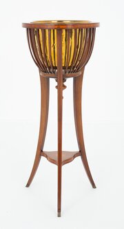 Sheraton Revival Mahogany Inlaid Jardiniere Stand