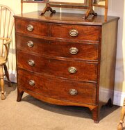 19thc. Mahogany Bow Fronted Chest Of Drawers