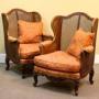 A Pair of 19thc. Walnut Wing Armchairs