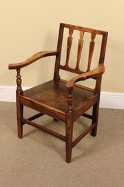 Early 19thc. Elm & Ash Country Urn Back Armchair