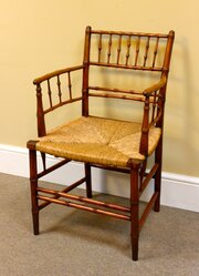 early 19thc faux bamboo sidearmchair Early 19thc Faux Bamboo SideArmchair
