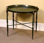 Early 20thc. Tin Toleware Tray On Stand