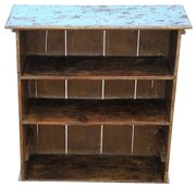 Antique 19th Century Blue Painted Bookcase Shelves