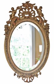 Antique 19th Century Oval Gilt Wall Mirror
