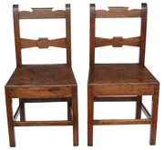 Antique 19th Century Pair Of Oak Chairs 