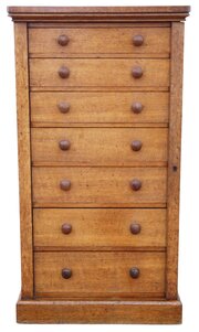 Antique 19th Century Wellington Chest Of 7 Drawers