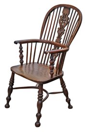 Antique 19th Century Yew & Elm Windsor Armchair 