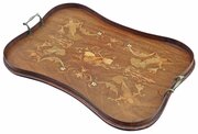 Antique Fine Quality Inlaid Mahogany Serving Tray 