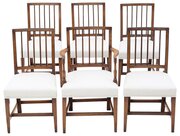 Antique Set Of 6 (5 Plus 1) Elm Dining Chairs